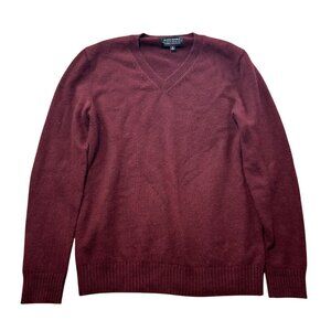 Banana Republic Todd & Duncan Mens M Burgundy V-Neck 100% Cashmere Sweater